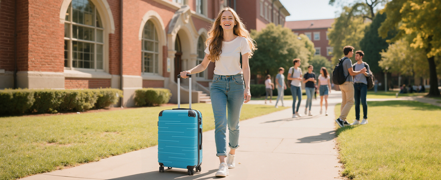 Валіза COOLIFE з ABS пластику, розширювана, з TSA замком та 4 колесами, туркіс-зелена, для ручної поклажі