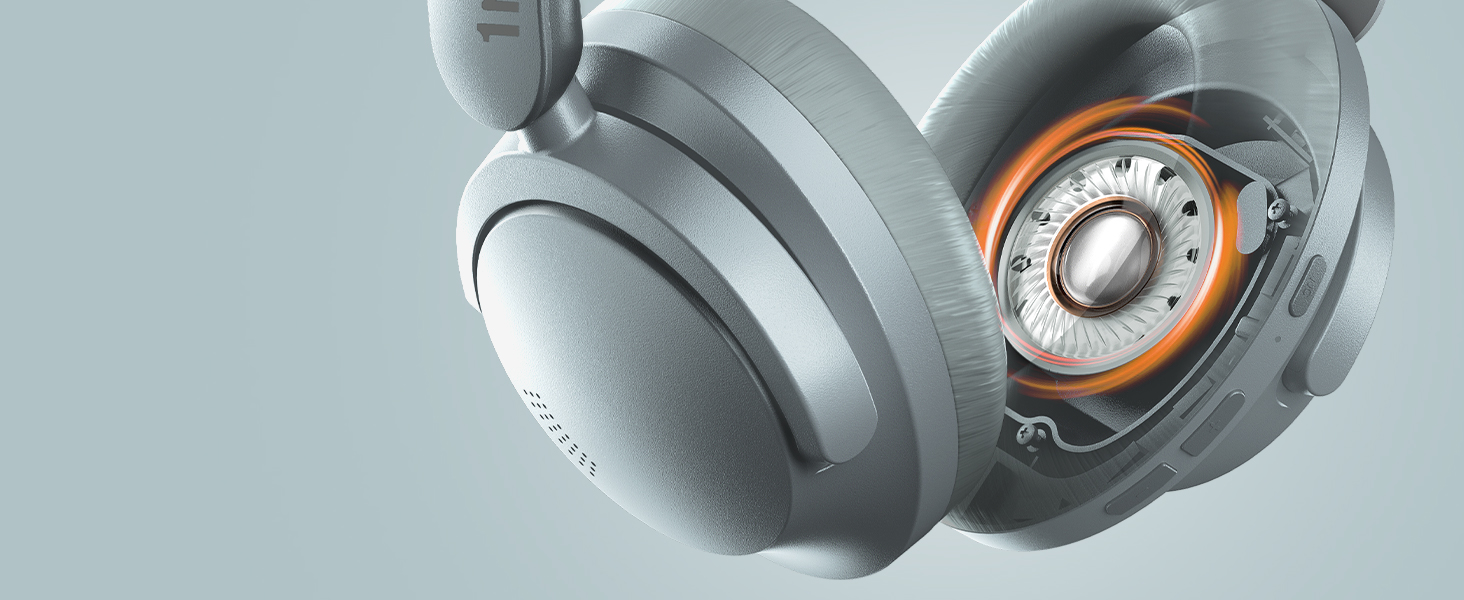 1MORE SonoFlow: Бездротові навушники з активним шумозаглушенням, Bluetooth, LDAC, 70 годин, Over-Ear (Срібні)