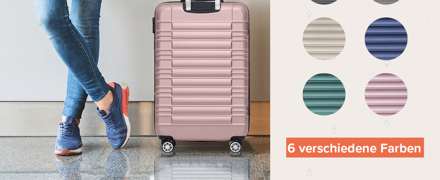 Валіза TRVLMORE - ручна валіза, валіза на колесах, рожевий валіза-тележка 55x40x20, легка валіза з жорстким корпусом, валіза для подорожей