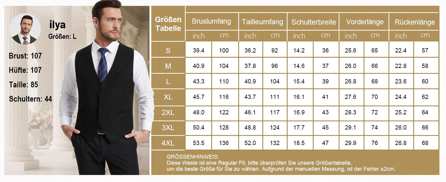 Костюмний жилет чоловічий HISDERN: елегантний, slim fit, для весілля та офіційних заходів, 3 ґудзики, кишені, S-4XL, бежевий XL