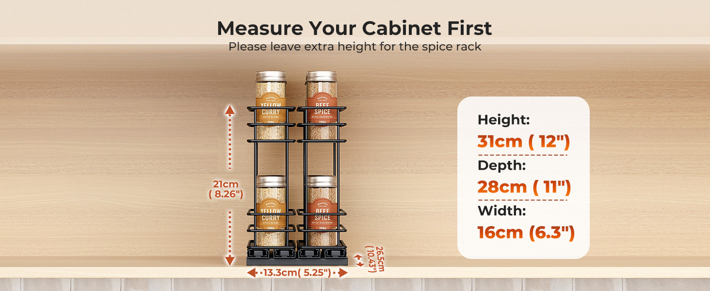 Організатор для спецій Orimade - висувна полиця для спецій, 3 шт (2 шт 5см, чорний)