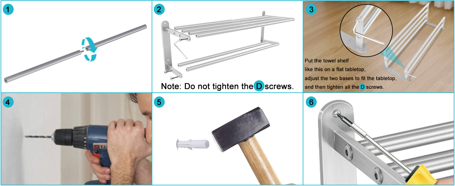 Тримач для рушників у ванну кімнату – 61 см, полиця для рушників з подвійною перекладиною, нікельована сталь, кріплення на стіну, 2-ярусний, для ванної кімнати та туалету