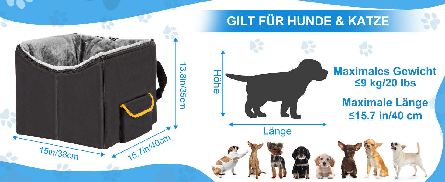 Автомобільний лежак для собак, чорний, до 9 кг - трансформер для переднього сидіння та заднього сидіння