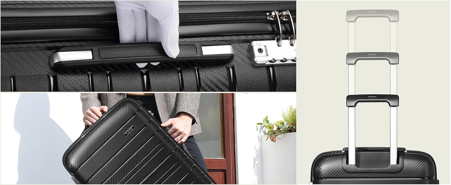 Валіза KONO Zwillingsrollen з TSA-замком, ручний багаж, білий (чорний), 35.6 см