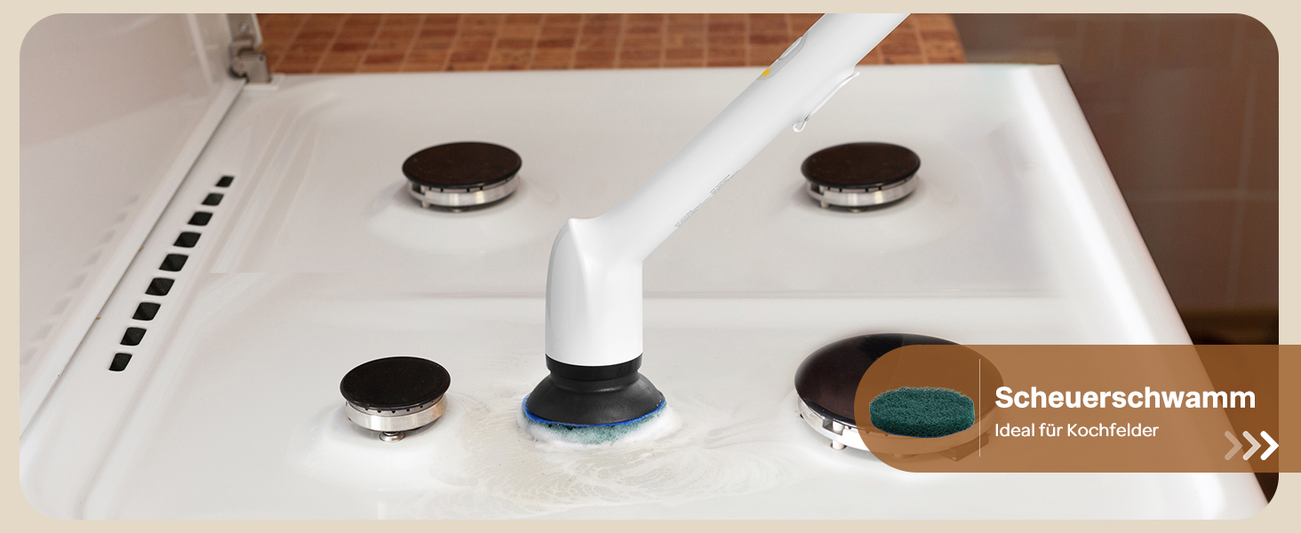 Електрична щітка для прибирання LyriFine, водонепроникна IPX7, з довгим руків'ям, 2 швидкості, з набором змінних насадок, для ванної кімнати, білий