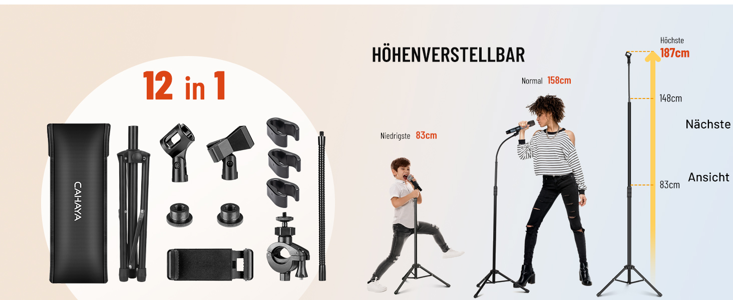 Підставка для мікрофона 2-в-1 з кріпленням для телефону та трьома кліпсами для мікрофону - CY0311