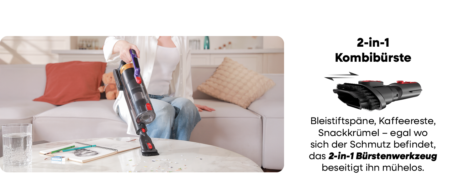 Бездротовий акумуляторний пилосос UNINELL HOME 48000Pa/550W з LED-дисплеєм та антизаплутана насадка. Підходить для килима, твердого покриття та шерсті тварин. Колір: фіолетовий