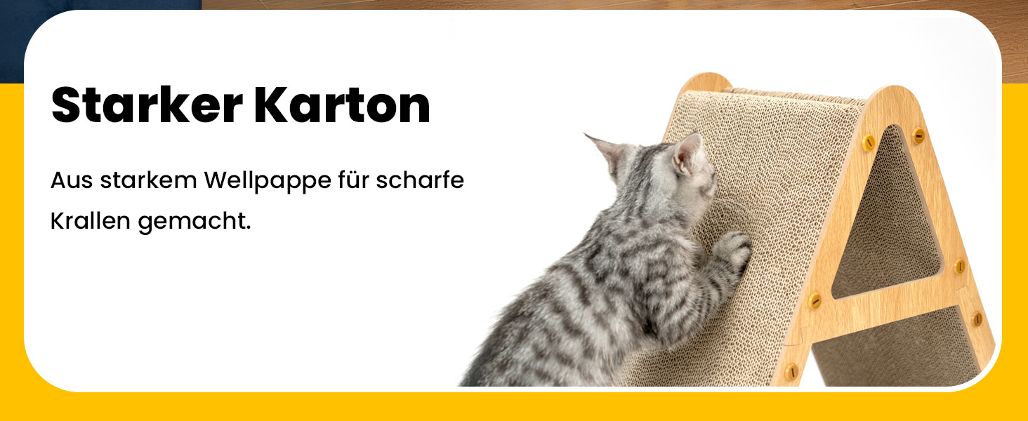 Кігтеточка для котів з коробкою та 4 змінними шарами з картону - велика кігтеточка з міцного гофрокартону, двосторонні шари з картону з наклейками - місце для відпочинку котів у квартирі, захист меблів. Велика коробка для котів + 4 кігтеточки + наклейки (Велика, A-Frame)