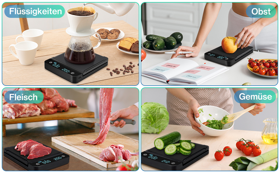 Цифрова кавова вага Cadrim з таймером, 0,1г/3 кг, електронна кухонна вага для еспресо, багатофункціональна вага для продуктів, функція тарування