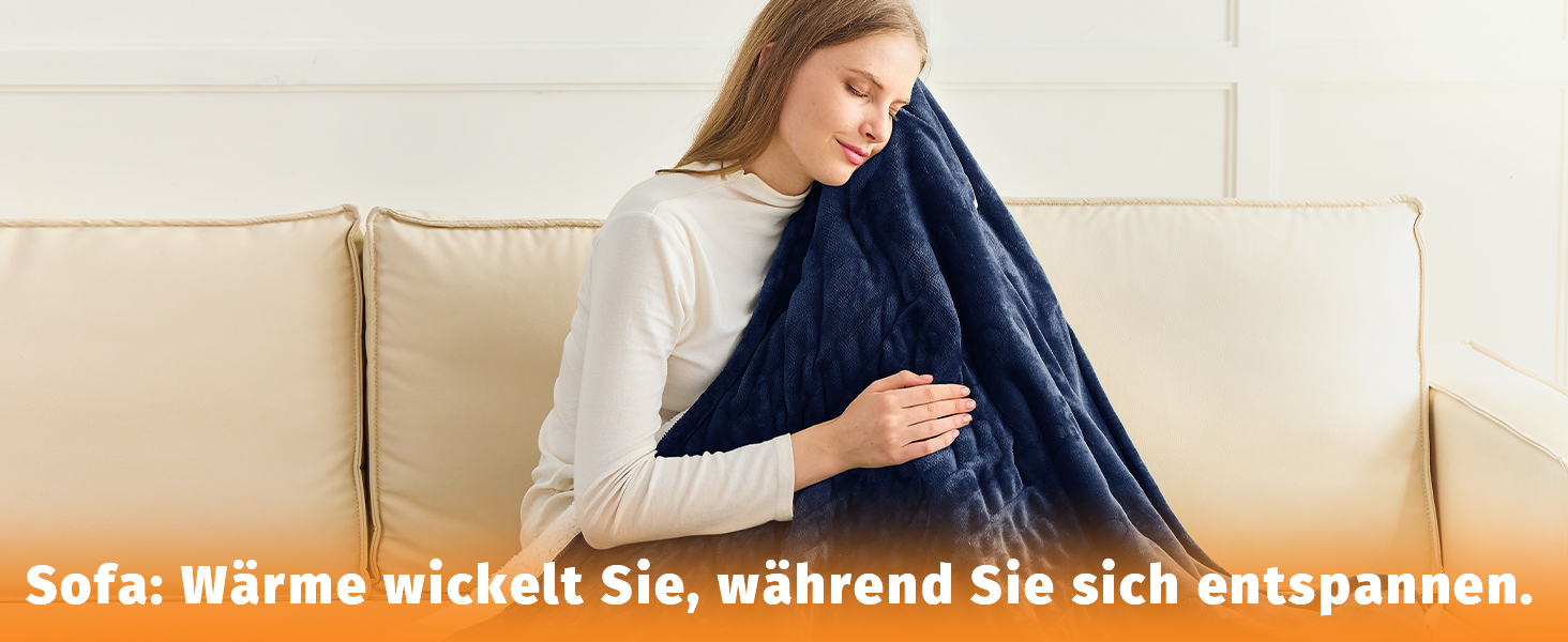 Електрична ковдра BOMOVA з автовимкненням, плюшева ковдра для дому, 10 температурних режимів, таймер, подарунок для жінок, блакитна, 130x180 см