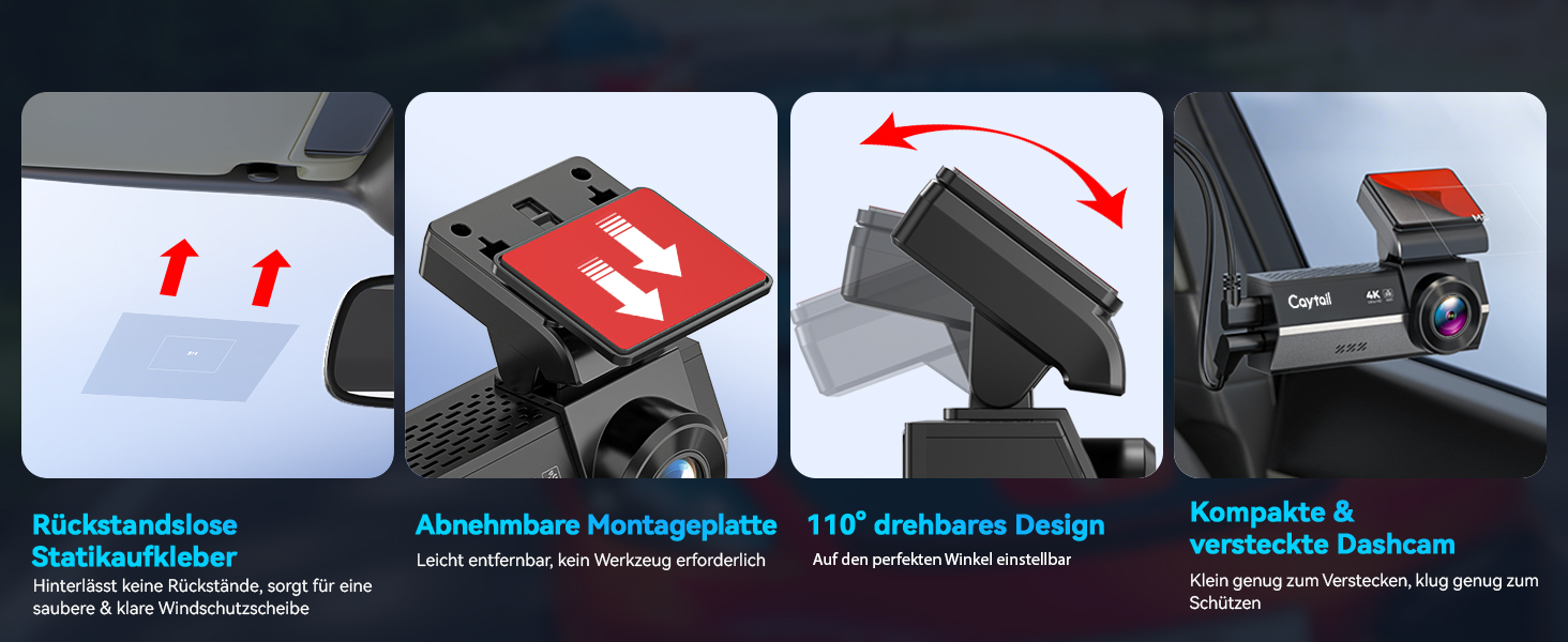 Автомобільний відеореєстратор 4K+2K з WiFi 5GHz, передня та задня камери, 64GB карта пам'яті, кут 170°, нічний режим WDR, дисплей 3.2