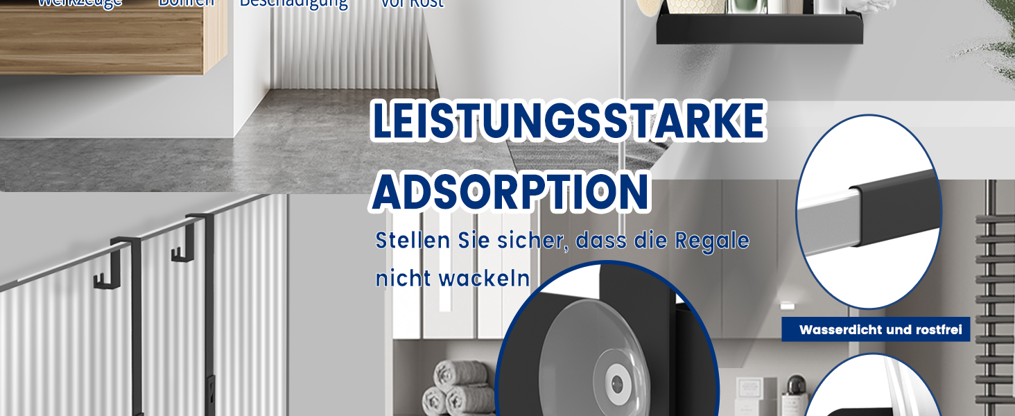 Настінна поличка для душу без свердління, чорна, з 4 гачками. Органайзер для шампуню та інших аксесуарів у ванну кімнату та кухню. Підходить для безрамкових скляних дверей.