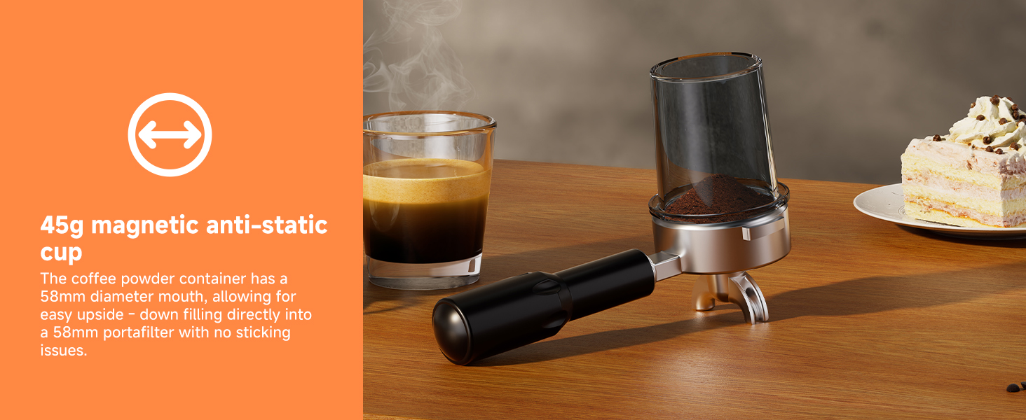 Електрична кавомолка Biolomix для еспресо з регулюванням помелу та контейнером для портафільтра (CG210-2)