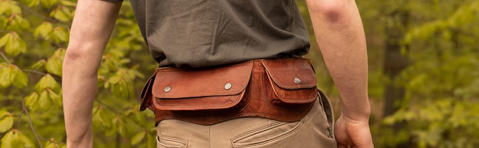 Сумка на пояс Gusti Leder чорна – велика вінтажна сумка через плече для жінок та чоловіків, з натуральної шкіри, регульований ремінь, елегантна для повсякденного використання та подорожей