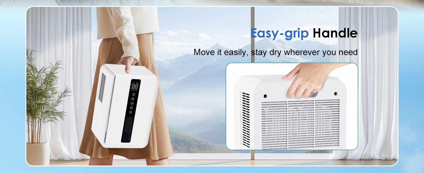 Електричний осушувач повітря 2500 мл з баком для води - Осушувач повітря електричний з трьома швидкостями + два режими, таймер 48H, авто-стоп & анти-заморожування, для спальні та ванної кімнати