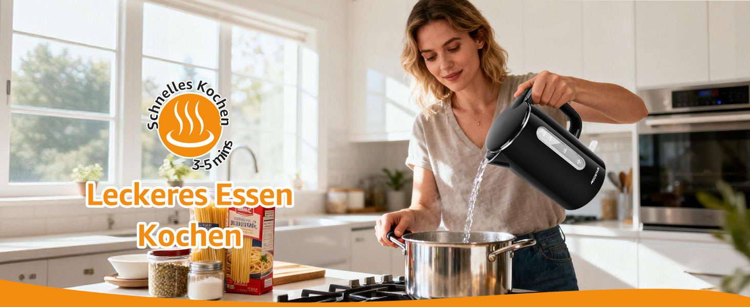 Електричний чайник Aigostar з нержавіючої сталі, чорний, 1.7 л, 2200 Вт - Швидкий кип'ятіння, подвійні стінки, без пластику, індикатор рівня води, автовимкнення, BPA-free, для кухні та офісу