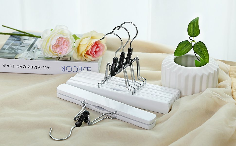 12 дерев'яних вішалок для штанів SONGMICS, вішалки для штанів, антиковзаючі, поворотні на 360 градусів, CRW007-12