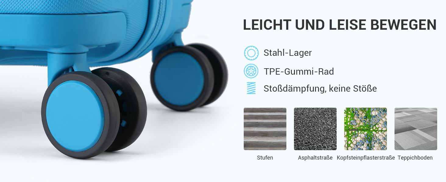 Чохол валіза British Traveller Hartschalenkoffer Groß, 74.5 x 49 x 30.5 см, ABS + PC, TSA-замок, 4 колеса, для подорожей та бізнесу (Світло-блакитний, L)