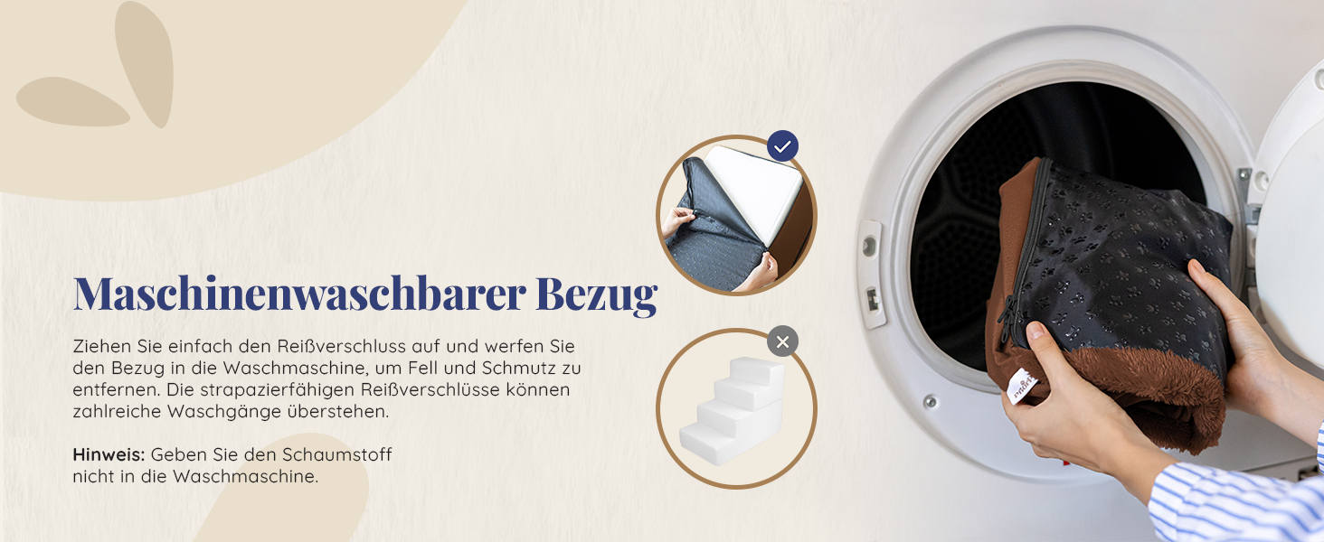 Сходинки для собак на ліжко та диван - 4 сходинки, 58 см - з піносподуху, для маленьких собак, безпечні та стабільні, знімний та пральний чохол, світло-сірий (4-Brown)