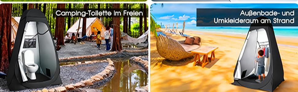 Намет для туалету та душу, переносний шатрів для відпочинку, переодягання та приватності на природі. Модель для кемпінгу та пляжу з сумкою, захист від сонця UV 50+ (Чорний)