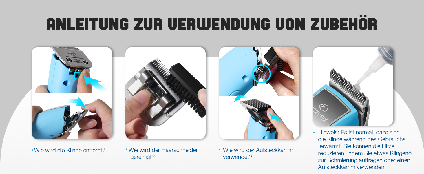 Професійна машинка для стрижки собак, 2 швидкості, ергономічний дизайн, для собак та котів, стрижка густого, довгого та кучерявого хутра, світло-блакитна