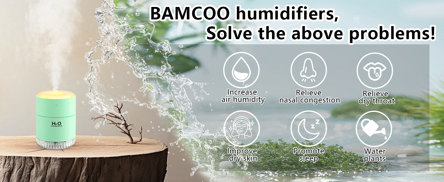 Зволожувач повітря Mini AIR Humidifier з LED-підсвічуванням для дитячої кімнати, офісу, спальні та рослин (Зелений)