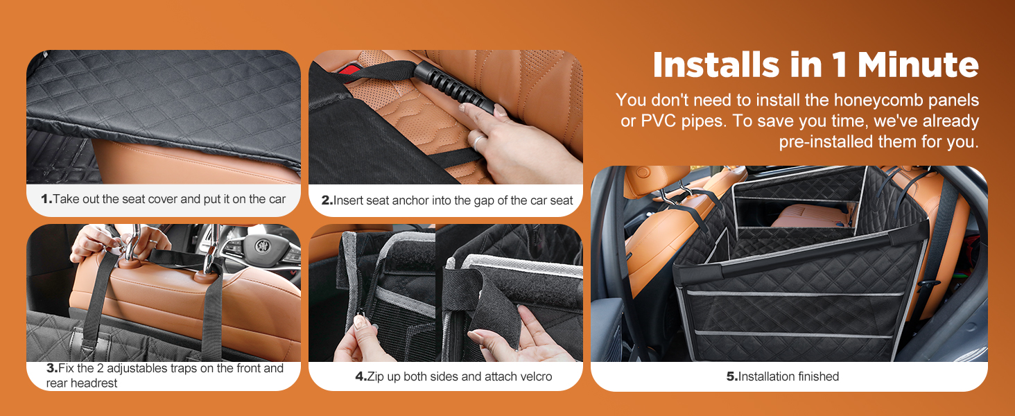 Автокрісло для собак Gimars - великі та середні породи, водонепроникне, безпечне, з ременями, сітчасті вікна