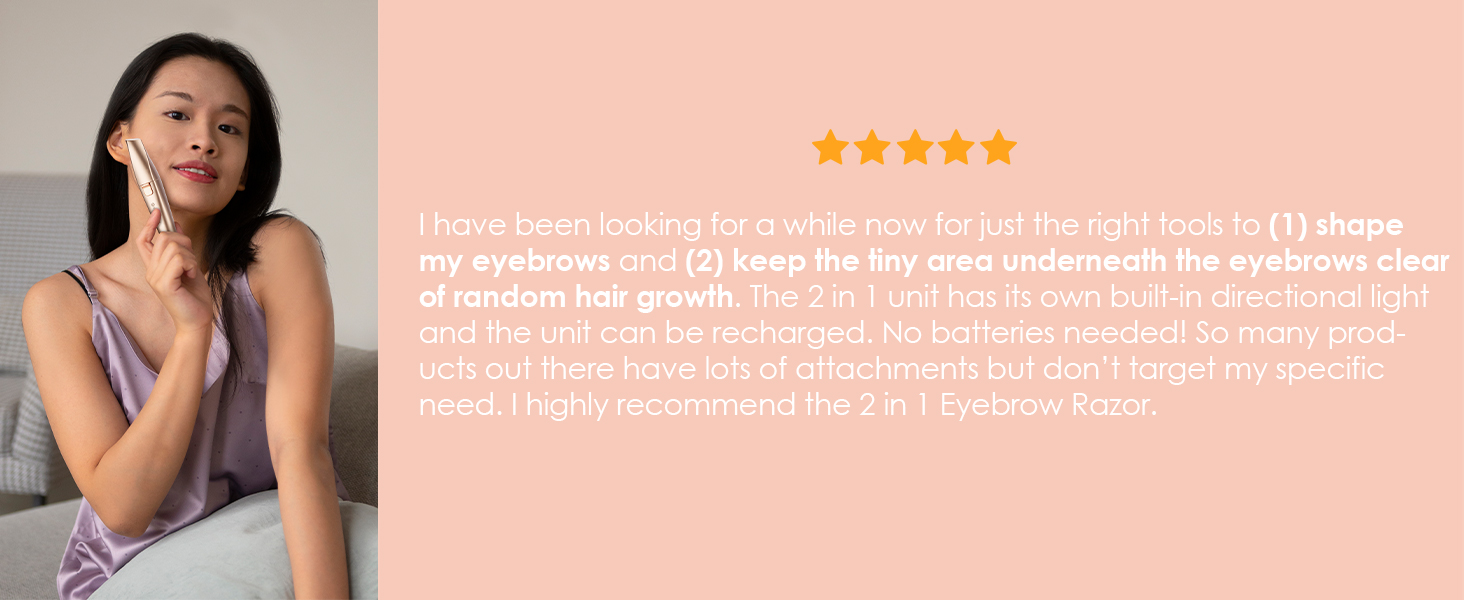 Тріммер для обличчя та брів 2-в-1 VG VOGCREST з LED-підсвічуванням (Рожеве золото)