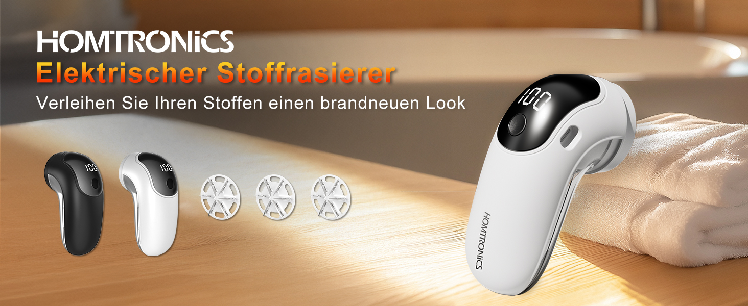 Електричний видалення ворсу для одягу, меблів та текстилю - портативний бездротовий пристрій з LED-дисплеєм та 3 рівнями налаштування