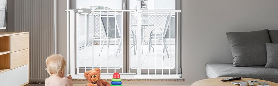 Захист для сходів без свердління, ворота для дітей 75-85 см, автоматичне закриття, безпечні ворота для дитячих воріт, білий