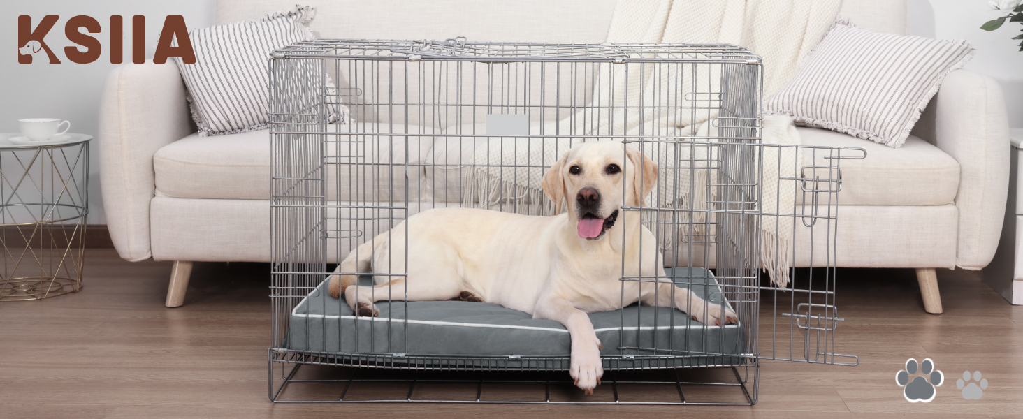 Ортопедичне ліжко для собак KSIIA, великі породи, 104x68x8 см, знімний, миється, сірий