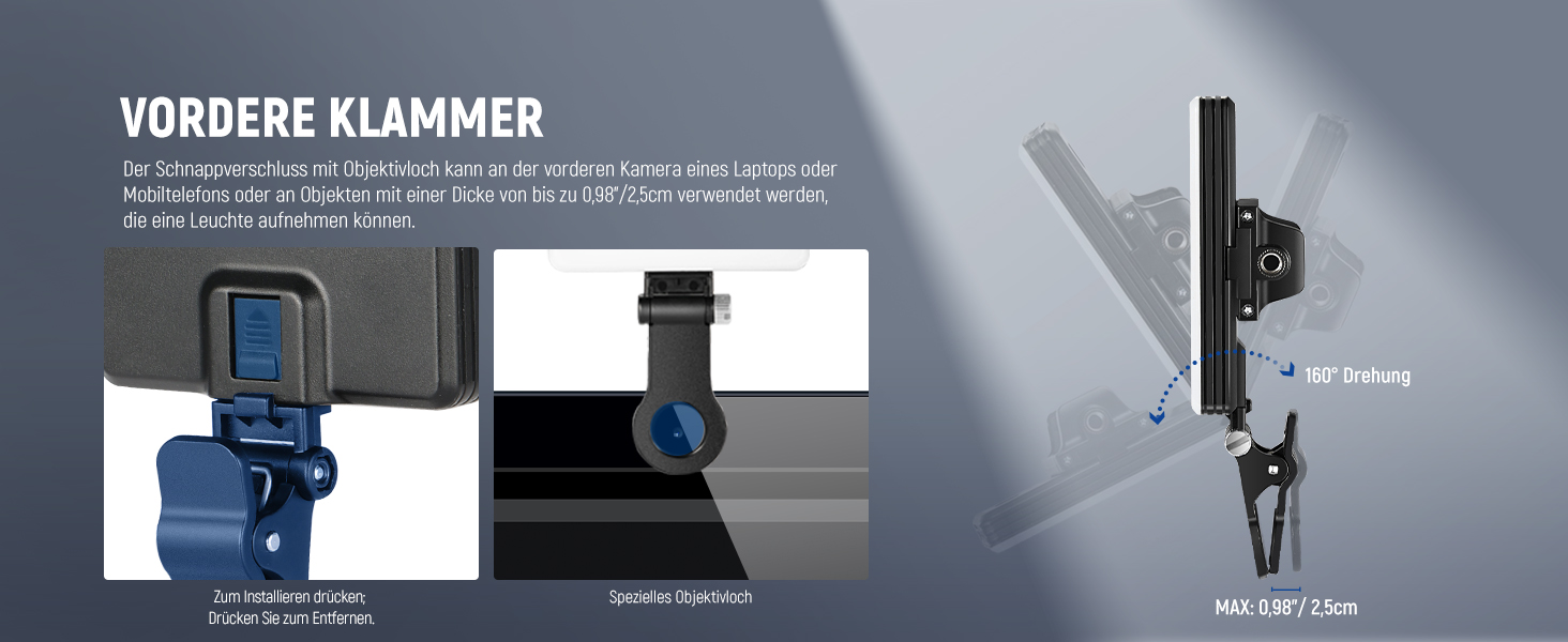 LED світло для селфі NEEWER Entry Level: clip-on, 54 LED, CRI 88, 650mAh, для iPhone, комп'ютера, вебкамери, Zoom, макіяжу