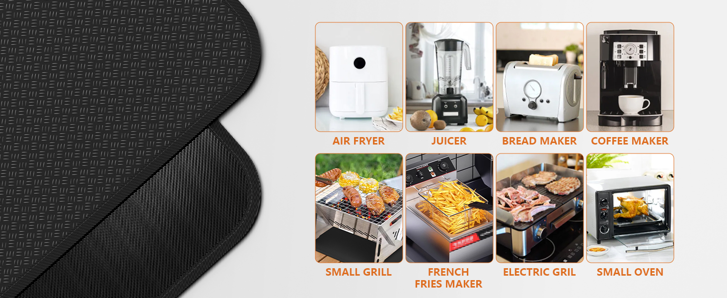 Термостійкий килимок, вогнестійка силіконова підставка для фритюрниці, 60x40 см. Захист від нагріву для кухонних стільниць, плити, мікрохвильових печей та тостерів.