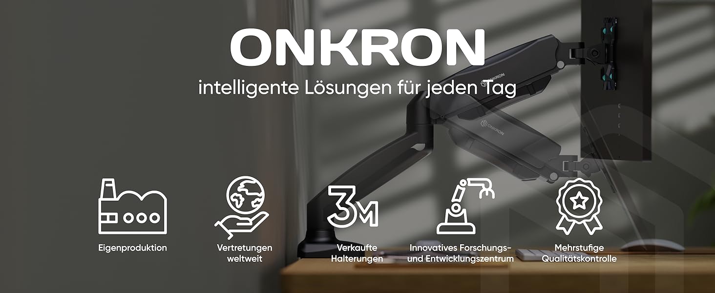 Кріплення для монітора ONKRON G80-B/G80T-B: газ-амортизатор, поворотний, нахильний, VESA 75x75-100x100, для моніторів 13-32 дюймів, до 8 кг