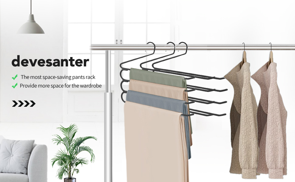 Набір вішалок для штанів, джинсів, краваток та шарфів, нержавіюча сталь, протиковзкі, 3 шт., чорний