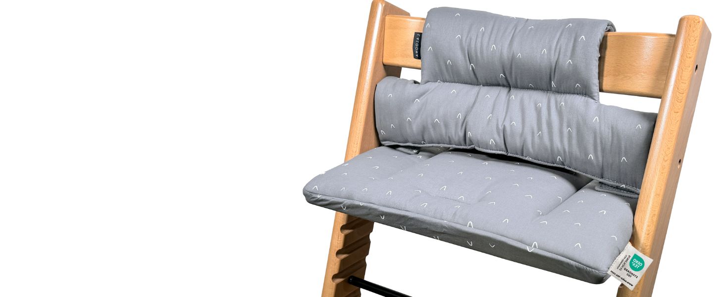 Зменшувач сидіння LaLoona для стільчика Stokke Tripp Trapp, м'яка дитяча подушка з бавовни, OEKO-TEX, машинне прання, сірий з візерунком