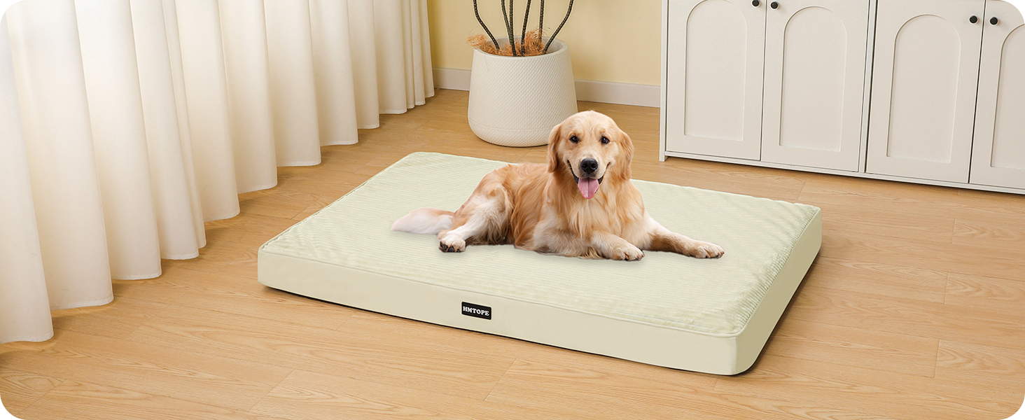 Ортопедичний лежак для собак HMTOPE, 91 см, товщина 9 см, знімний та миючий, з водонепроникним внутрішнім шаром, для середніх собак