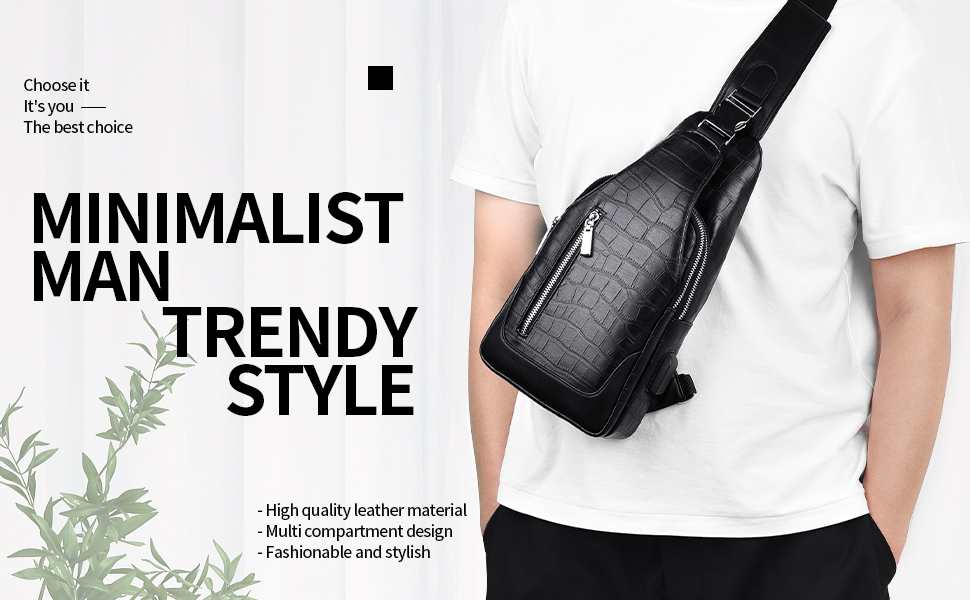 Чоловічий рюкзак-слінг FSD.WG, водонепроникний, з кишенею на грудях, чорний 0038 L