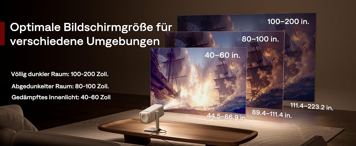 Smart проєктор Aurzen Boom Air Mini Beamer з Google TV та Netflix, 4K, USB-C, Dolby Audio, WiFi, Bluetooth, TOF автофокус, обертовий стійкий, кремовий