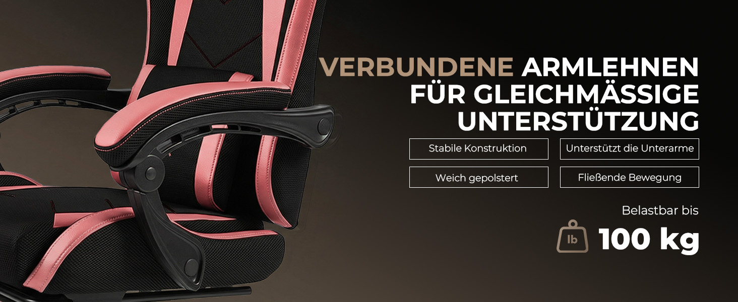 Геймерське крісло Nexthra Ergonomisch з підставкою для ніг, до 180 кг, рожеве. Офісне крісло для геймінгу та роботи, з регульованою спинкою 150°