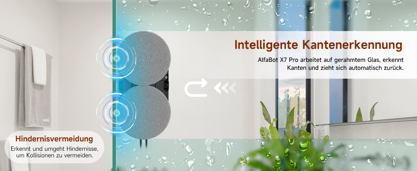 Робот для миття вікон AlfaBot X7 Pro: Інтелектуальний, двосторонній, з функцією розпилення, великим резервуаром для води, для скла, плитки та гладких поверхонь