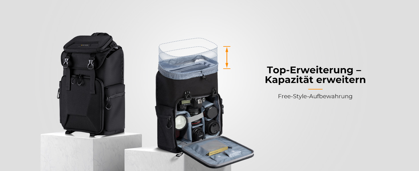 Чорний рюкзак для камери K&F Concept 25L: для фотографів, з відділенням для ноутбука, штатива та об'єктивів, водонепроникний, з дощем.