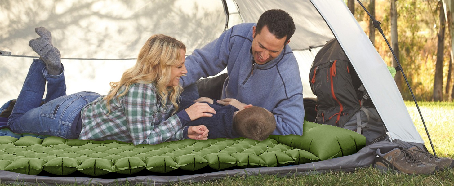 Каремат для кемпінгу Saphirblau: самонадувний килимок для відпочинку на природі з помпою та подушкою