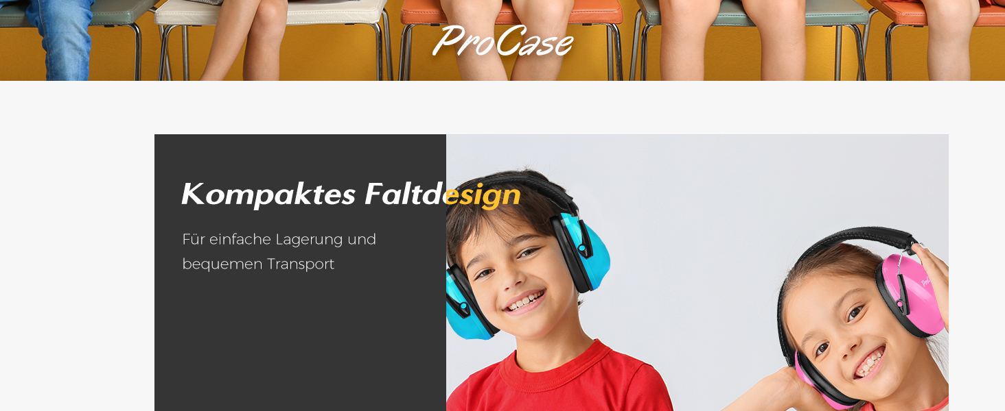 Навушники для дітей ProCase, захист від шуму 21dB, 3-12 років, блакитні