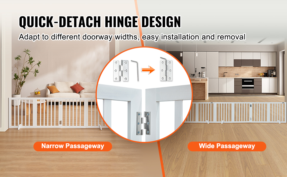 Ворота для собак VEVOR, захист для домашніх тварин, 508 x 610 мм, 4-секційні, розкладні, білі. Захист для сходів та дверних прорізів.