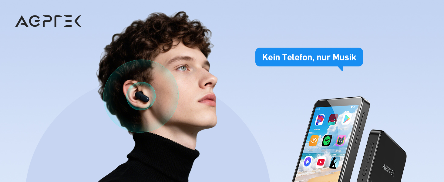 MP3 плеєр AGPTEK з Bluetooth та Wi-Fi, Android 14, 4