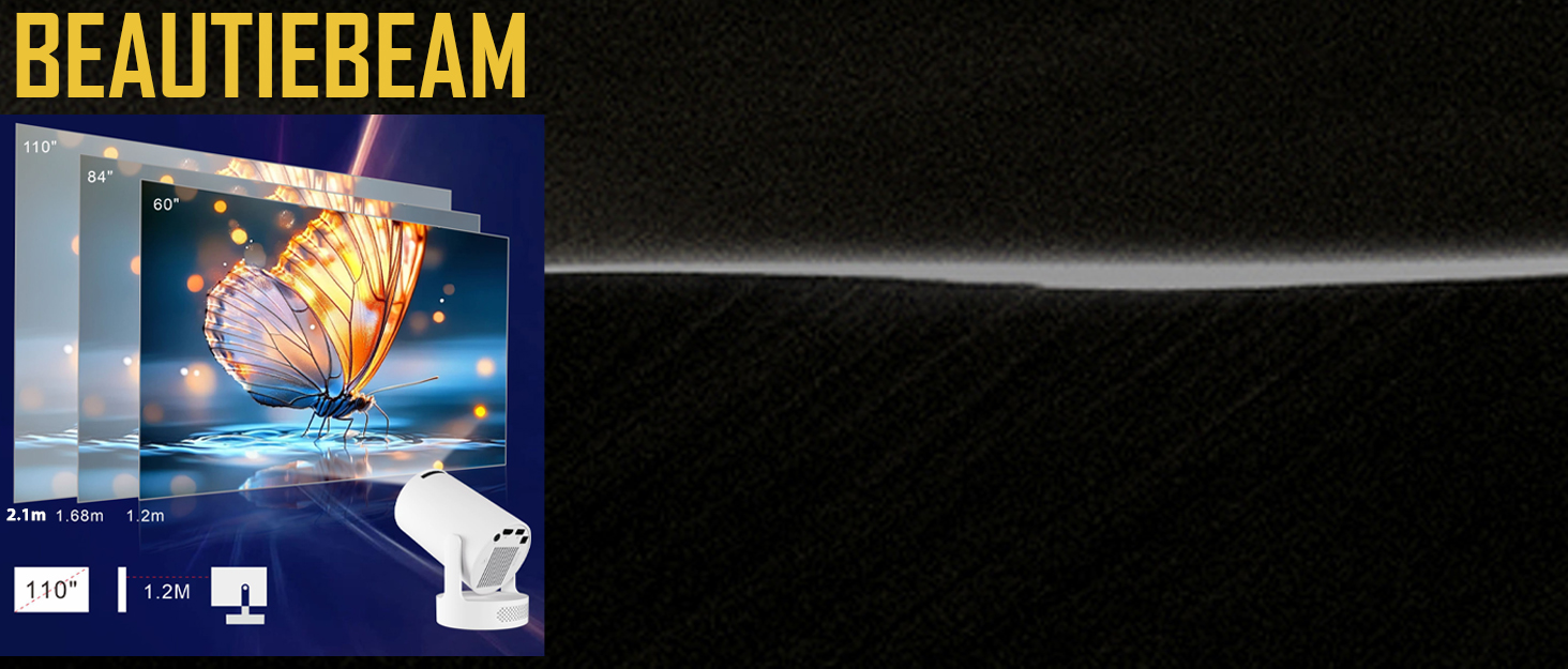 Beautiebeam Beamer: Міні проектор 4K з підтримкою 1080P, Android 11, Bluetooth 5.0, Wi-Fi 6, Автоматична корекція трапеції, для дому та на відкритому повітрі