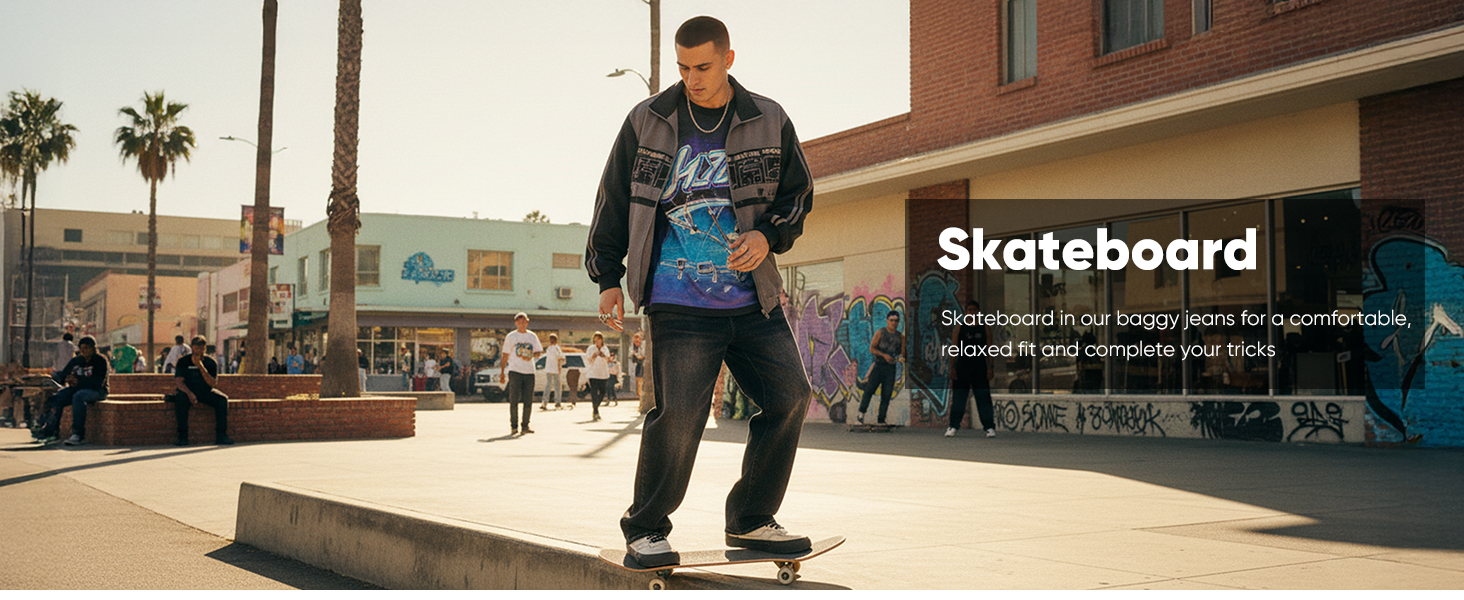 Чоловічі широкі джинси JMIERR Baggy Y2K Denim Streetwear Raw Loose Fit Hip Hop XXL темно-сині