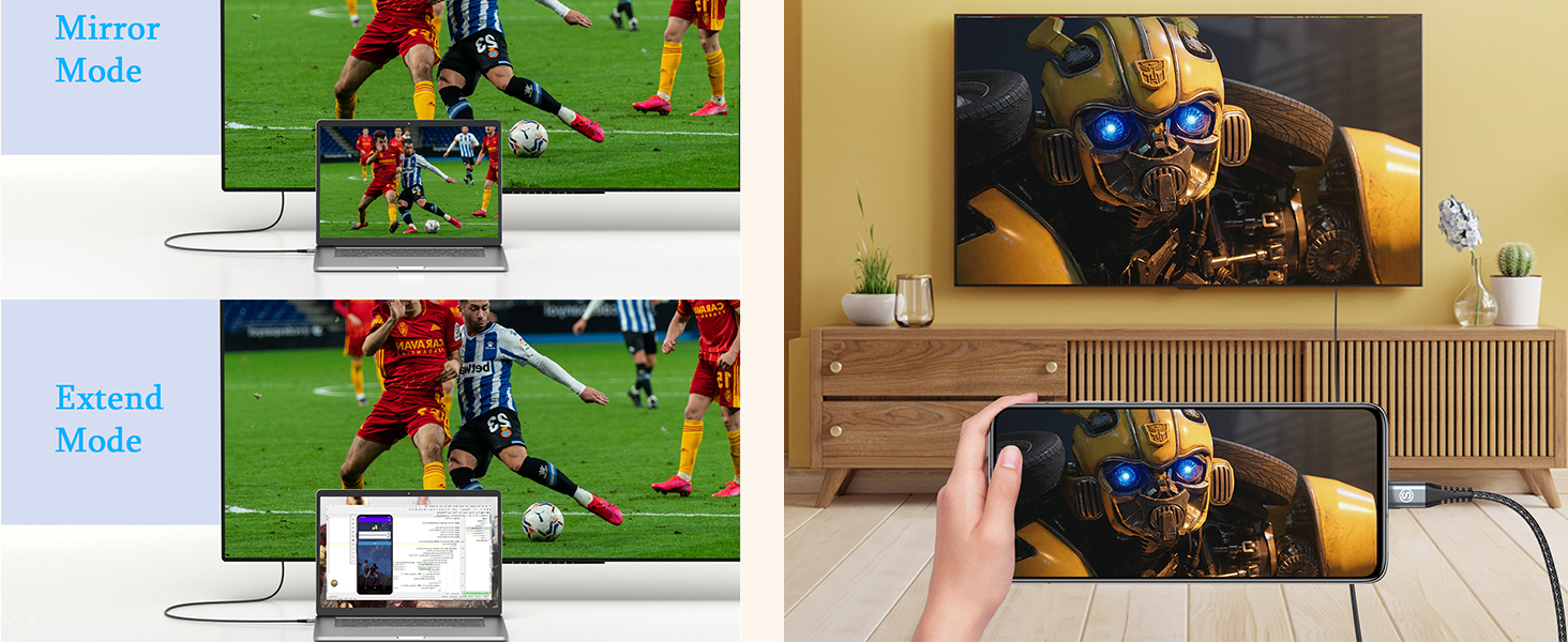 Кабель USB-C на HDMI 4K 2м, USB Type-C - HDMI, плетені, Thunderbolt, сумісний з iPhone, MacBook, iMac, iPad, Samsung, Dell