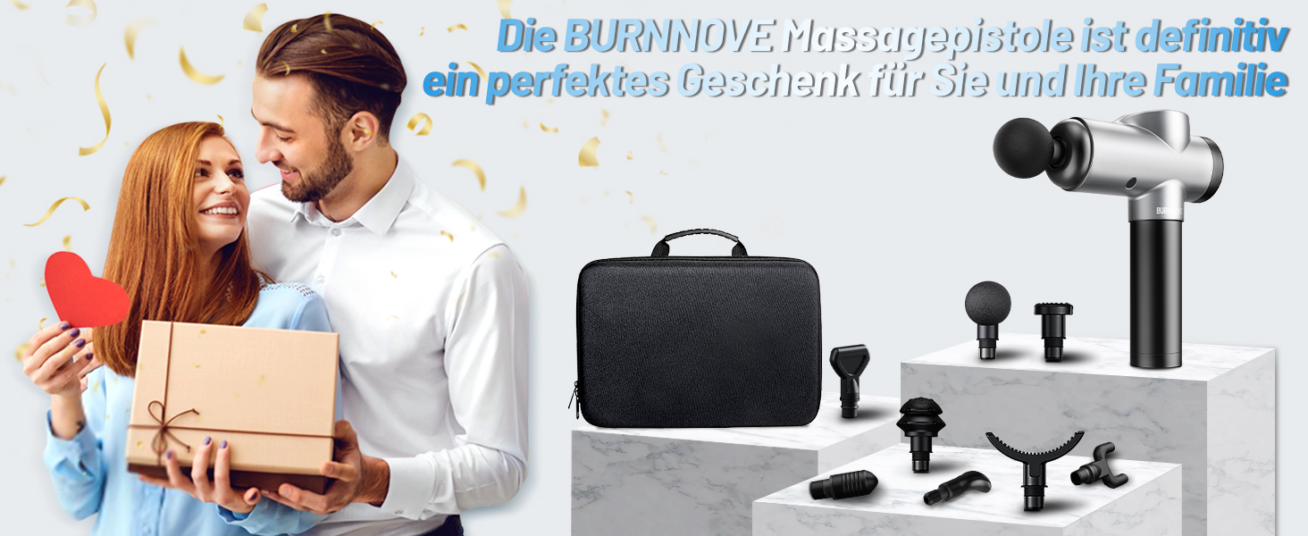 Масажер для тіла BURNNOVE 99 швидкостей, 8 насадок, для шиї, плечей, глибокий масаж, LED-дисплей, сенсорний екран, 2550mAh, чорний+сірий